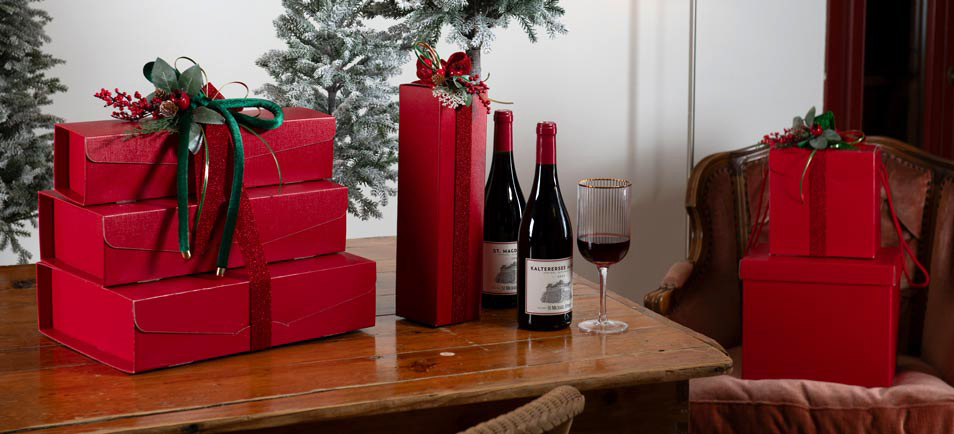Scatole per bottiglie Natale – Fibra Rosso