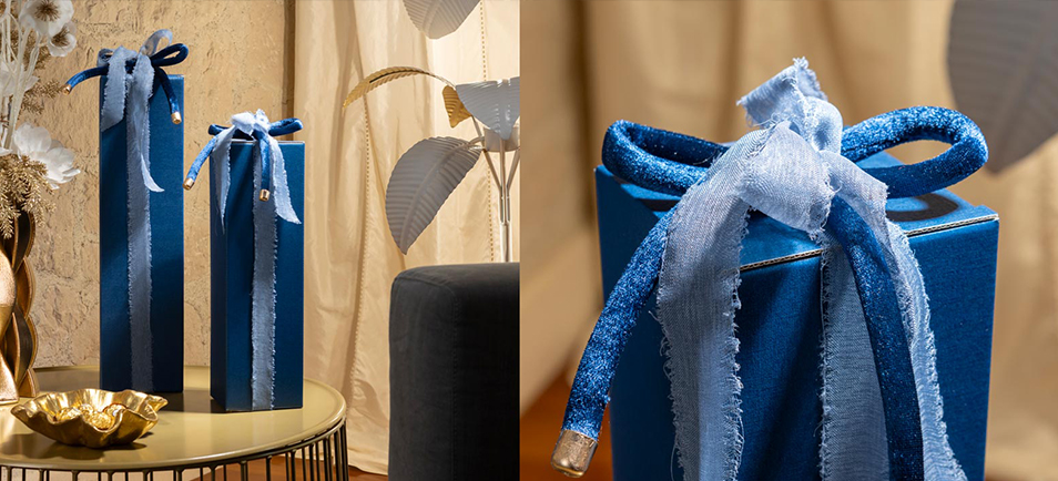 Scatole bottiglie eleganti – Fibra Blu