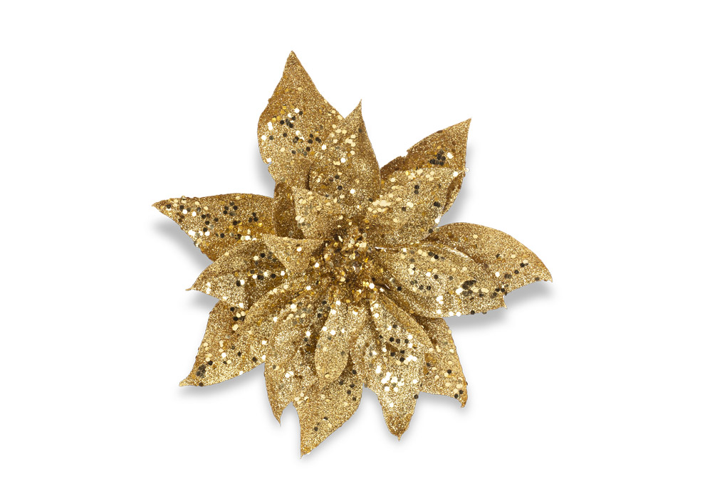 Stella Natale Oro Glitter con clip